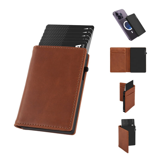 TOYFID Aluminum Alloy Wallet With Genuine Leather Cover Men's Billfolds-1