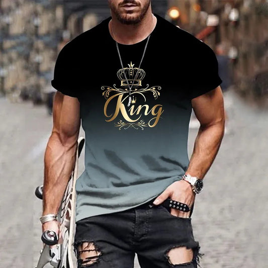 New Summer Hot Sale 3D Men's Gradient T-Shirt Harajuku Designer Casual Short Sleeve Tops T-Shirt Oversized Men's Clothing