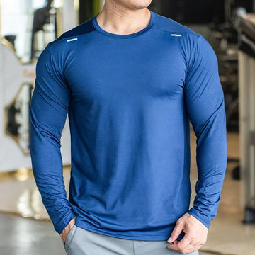 Men's Sports Fitness Long Sleeve Outdoor Badminton Quick Dry Training Shirt Casual Thin Running Top Bodybuilding Sportswear