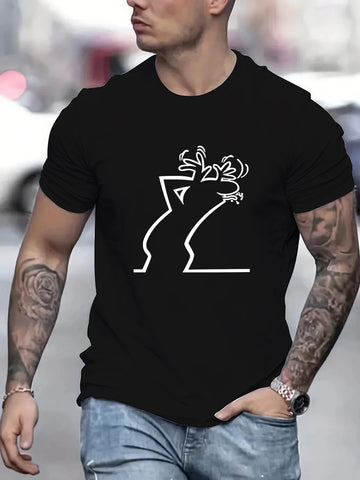 Casual Men's Short Sleeve Round Neck Fashion Cotton Graphic Printed T-Shirts For Men Tops